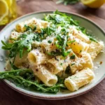 Creamy lemon ricotta pasta with arugula from Stanley Tucci's recipe.