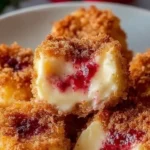 Delicious strawberry crunch cheesecake bites on a plate