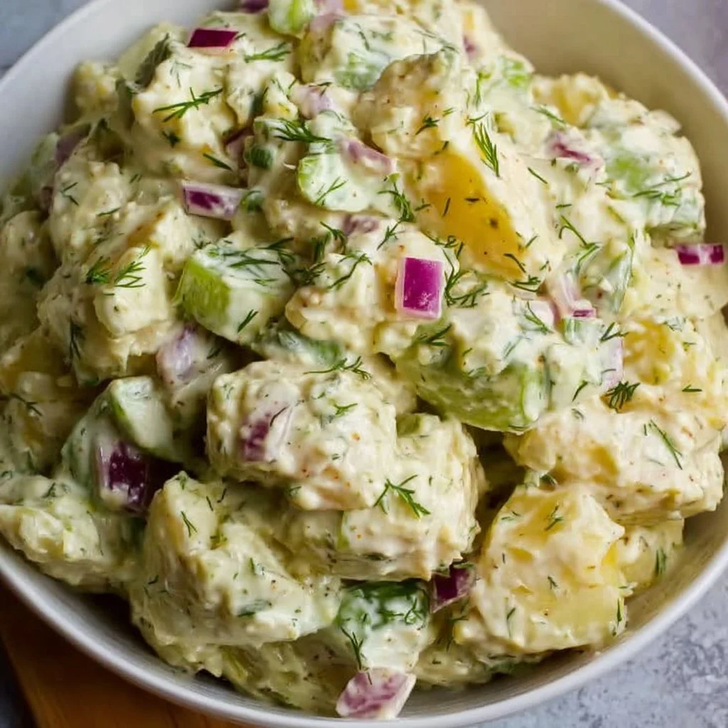 This summer salad is the perfect side dish for BBQs, parties, and picnics! Dill Pickle Potato Salad is sweet a…