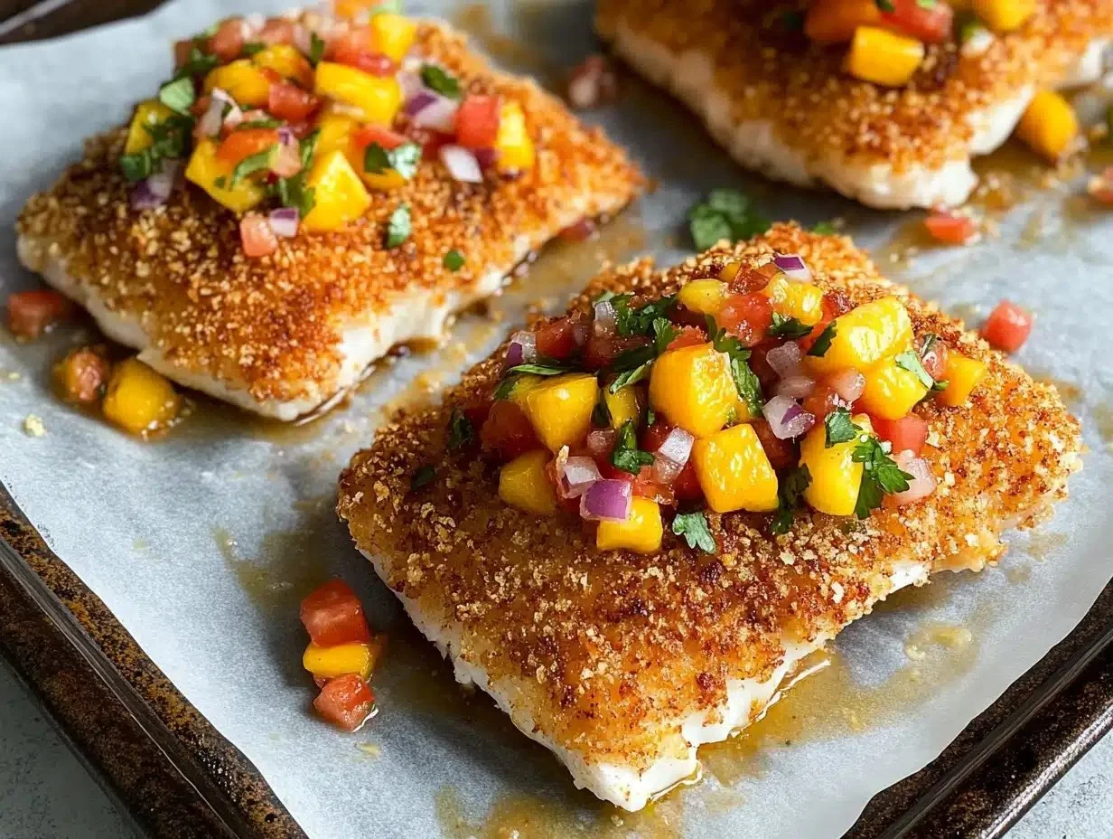 Tropical Coconut Crusted Fish with Mango Salsa