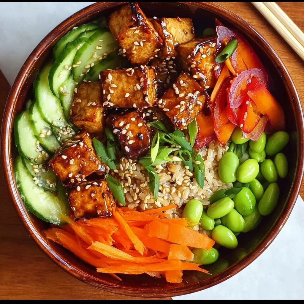 Vegan Sushi Bowl with Spicy Pan Fried Tofu