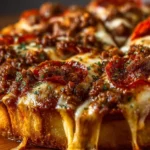 53g protein crustless pizza pie with toppings on a wooden table