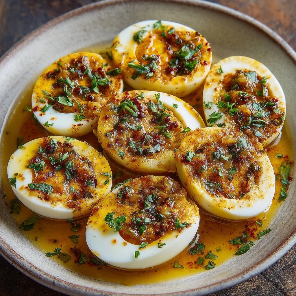 Cajun Boiled Eggs with Spicy Garlic Butter Sauce: Keto Late-Night Snack