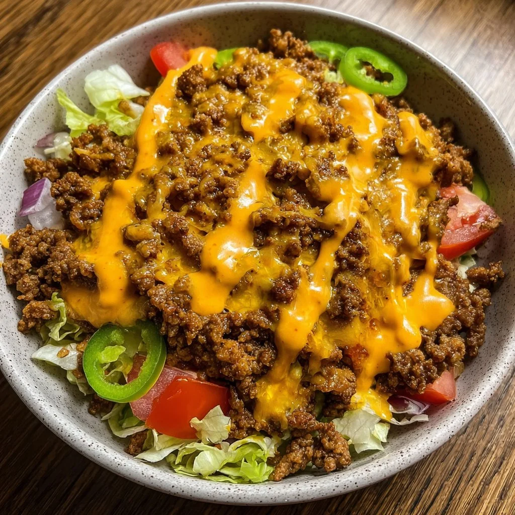 Quick Low-Carb Cheeseburger Bowl with Tangy Sauce