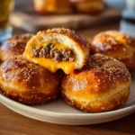 Delicious Cheeseburger Pretzel Bombs ready to be served on a platter