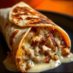 Cheesy Garlic Chicken Wraps served with fresh vegetables and herbs