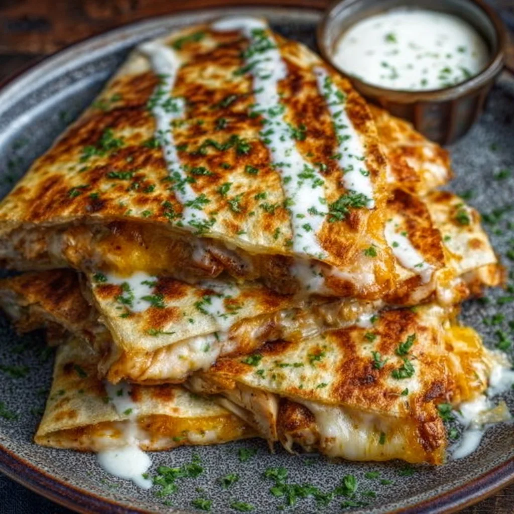Cheesy Hot Honey Chicken Quesadillas