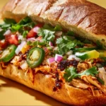 Delicious Chicken Torta Sandwich loaded with tender chicken and fresh toppings