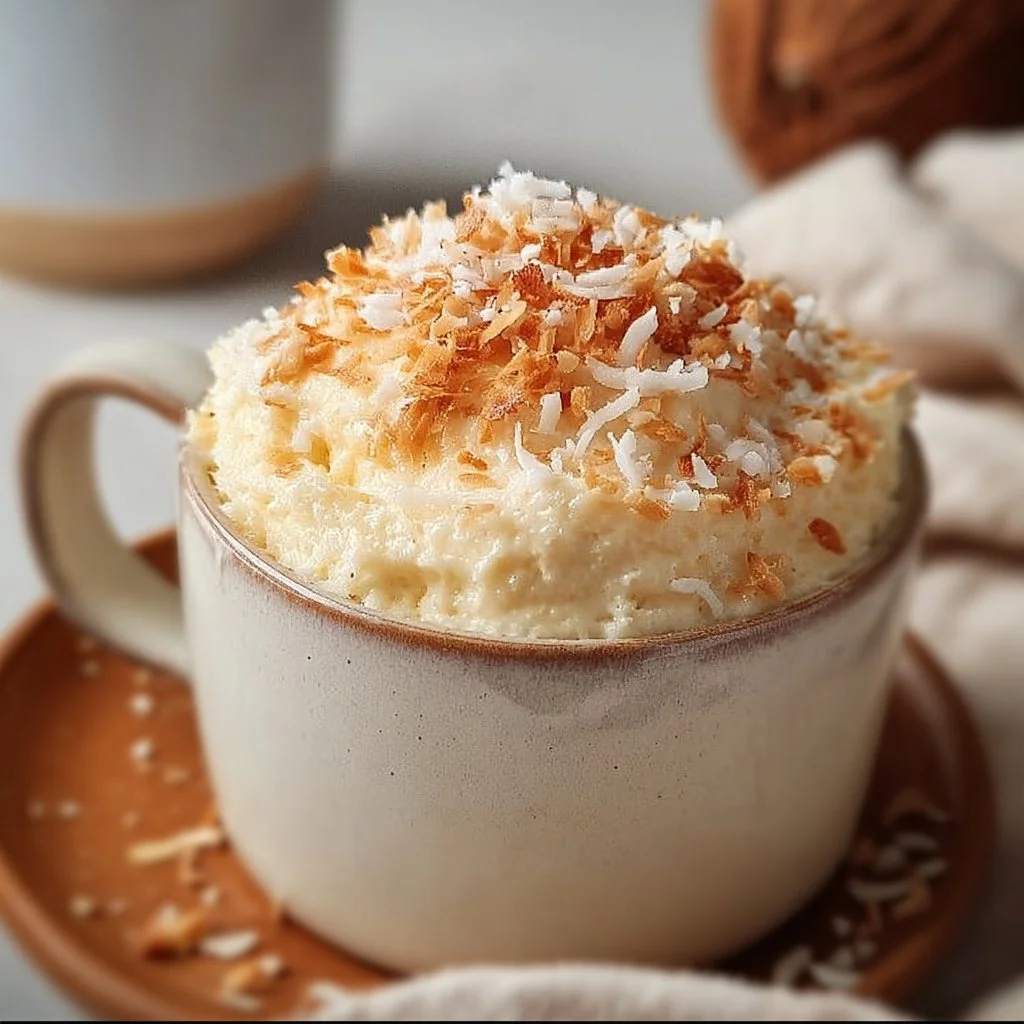 Delicious Cottage Cheese Mug Cake served in a mug with a spoon