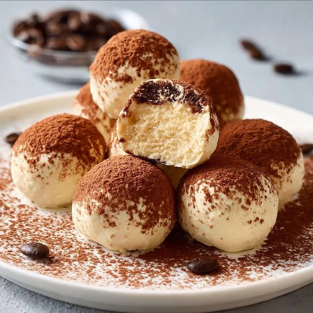 Delicious homemade tiramisu truffles with creamy layers and cocoa powder