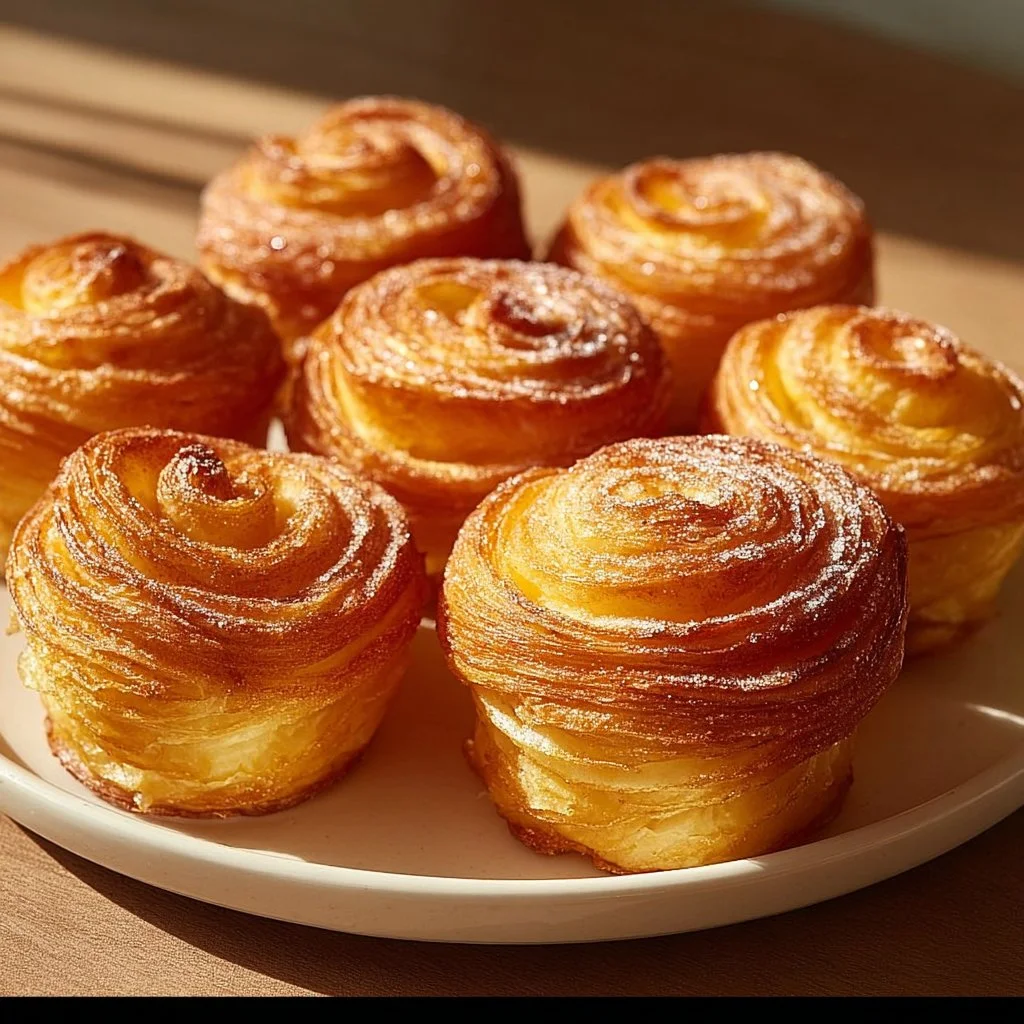 Freshly baked French Cruffins Pastry with flaky layers and delicious filling.