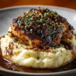 Delicious Garlic Herb Chicken garnished with fresh herbs and spices.