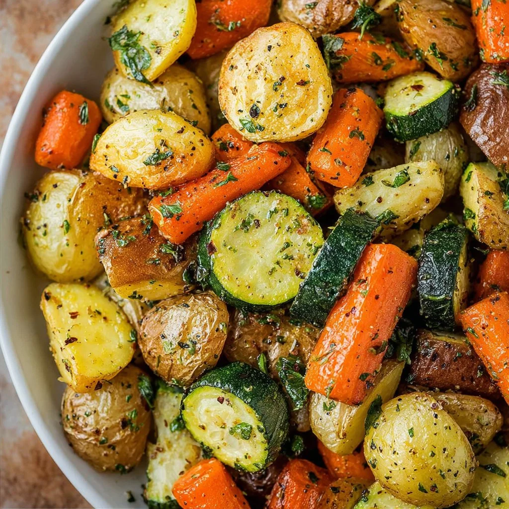 Garlic Herb Roasted Potatoes, Carrots, and Zucchini