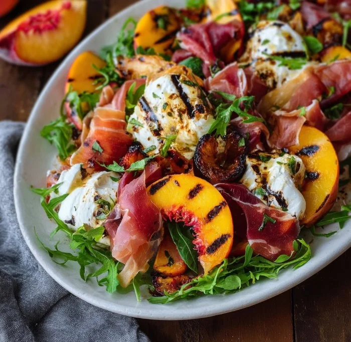 Grilled Nectarine Burrata Prosciutto Salad - Aberdeen's Kitchen