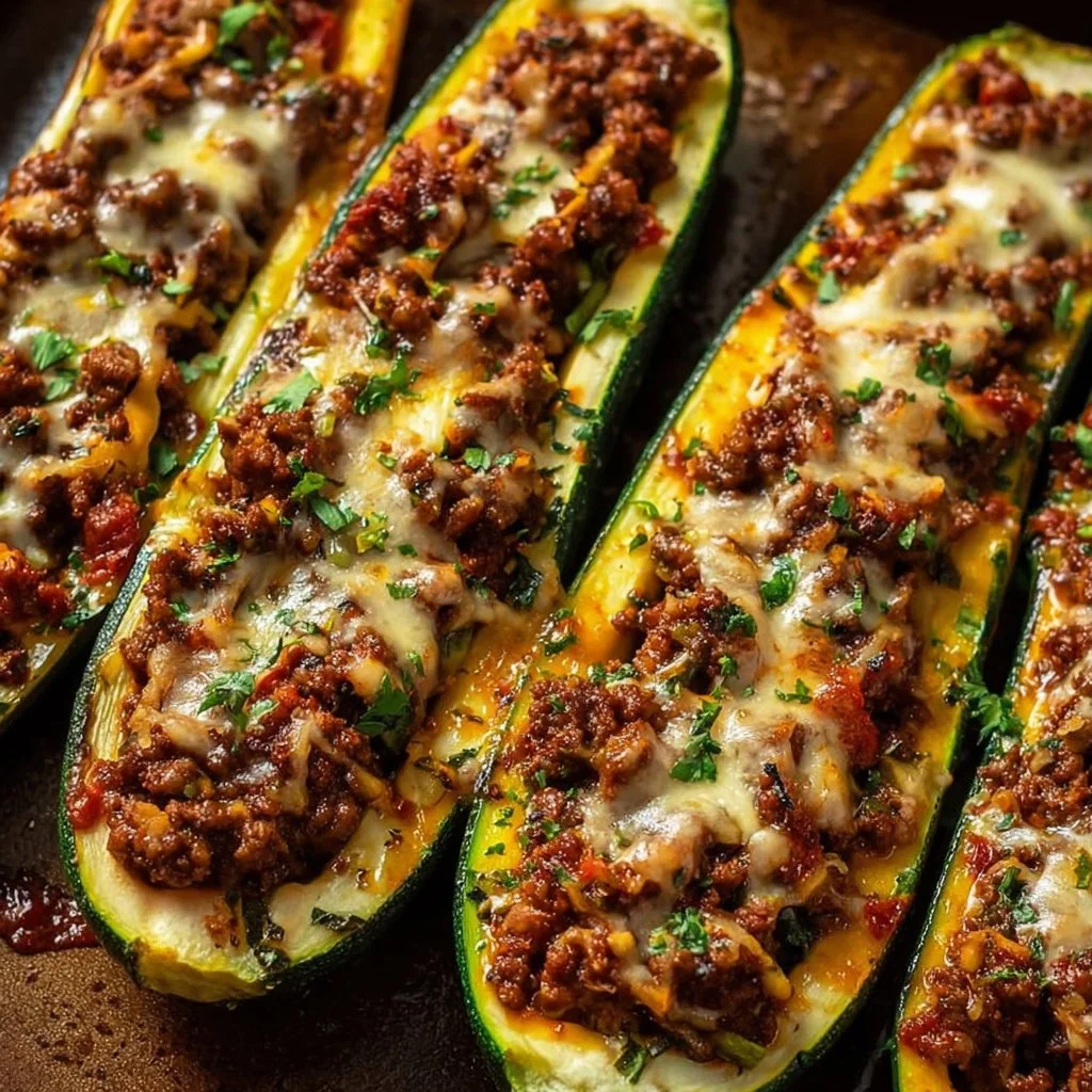 Ground Beef Zucchini Boats