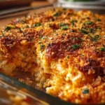 High Protein Chicken Parmesan Casserole with melted cheese and marinara sauce