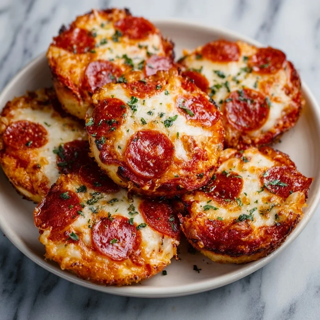 Keto Pepperoni Pizza Bites fresh from the oven, low-carb snacks