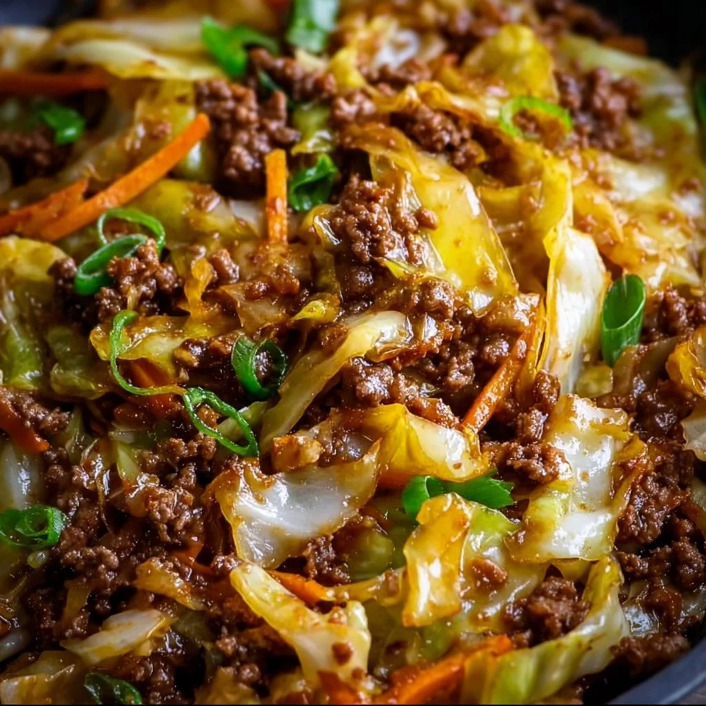 Low Carb Mongolian Ground Beef Cabbage