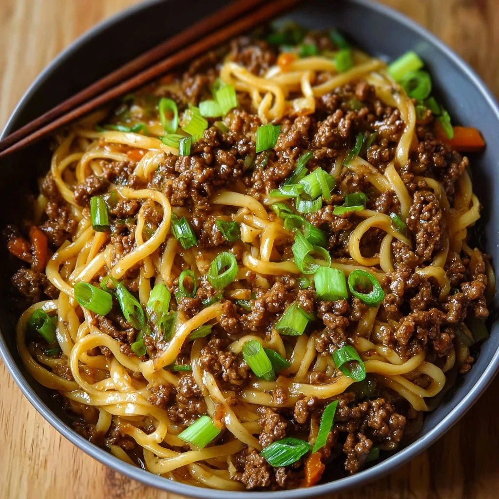 Mongolian Ground Beef Noodles