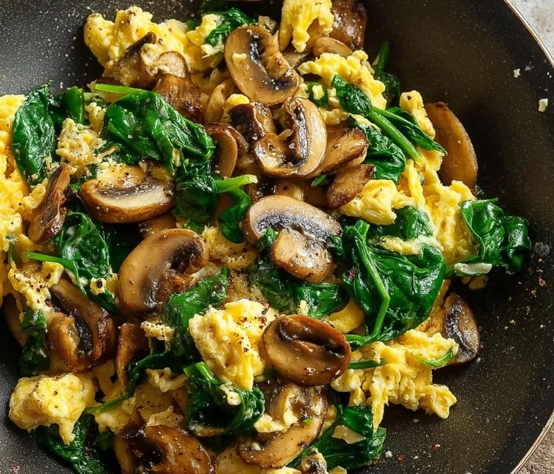 Mushroom Spinach Scrambled Eggs