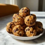 No-bake peanut butter energy bites recipe with oats and chocolate chips.