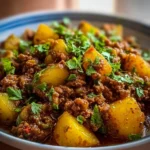 Delicious plate of potato minced meat showcasing tender potatoes and minced meat