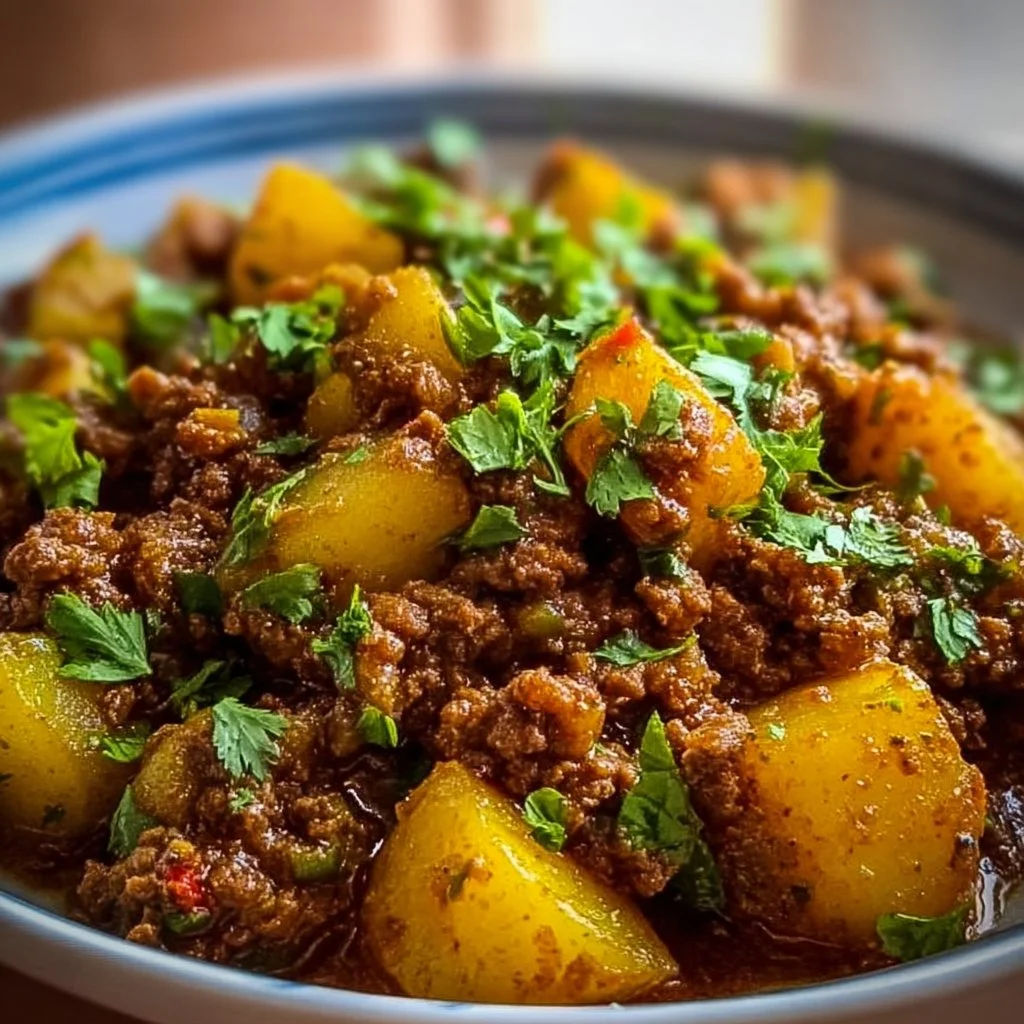 Delicious plate of potato minced meat showcasing tender potatoes and minced meat
