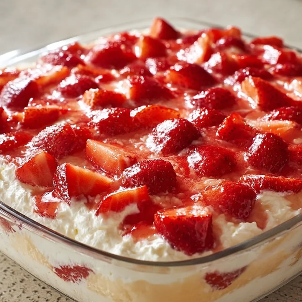 Fresh strawberries arranged beautifully in a dessert at Strawberry Heaven