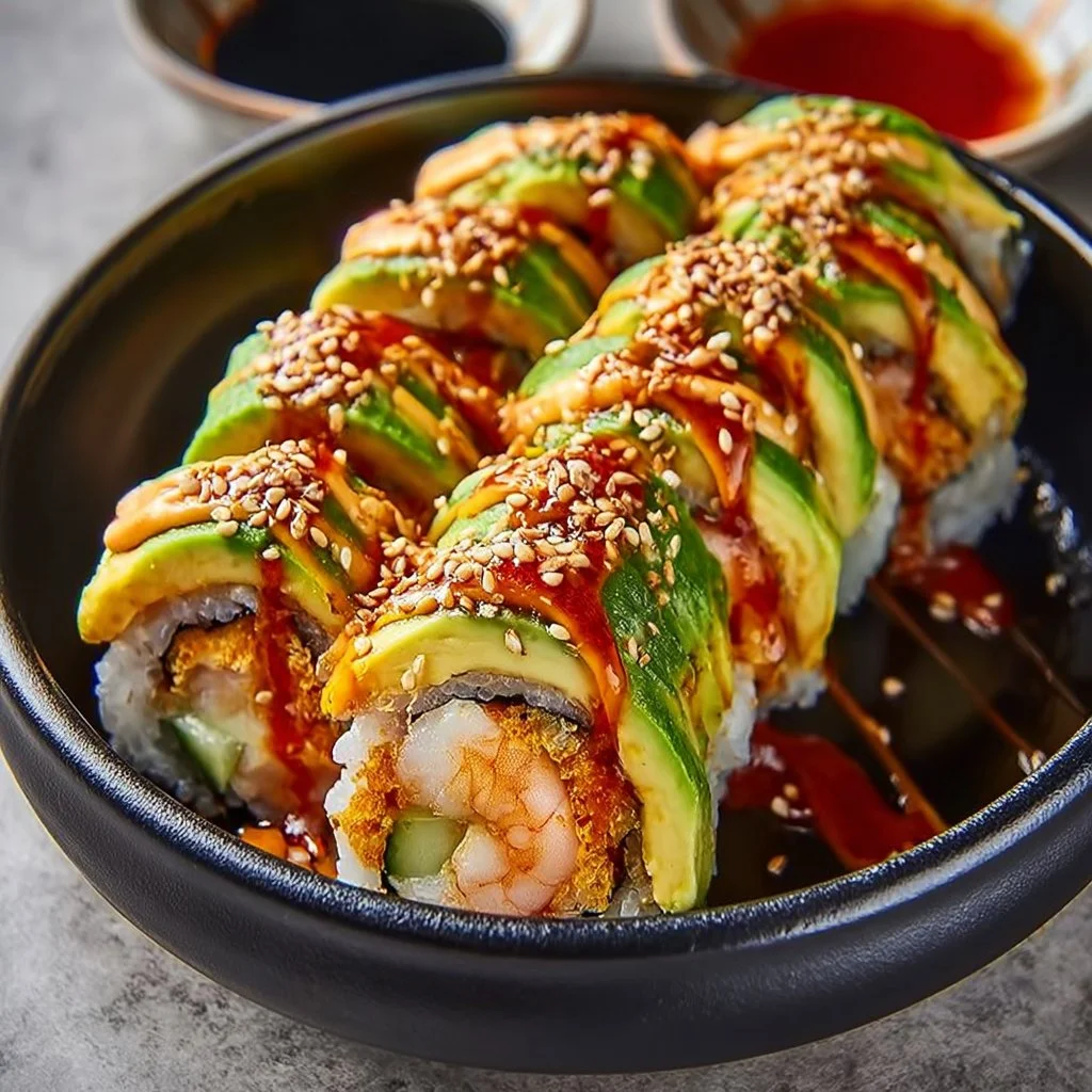 Delicious homemade sushi rolls with fresh ingredients and vibrant presentation.