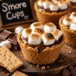 Delicious homemade S'more Cups with chocolate and marshmallow topping