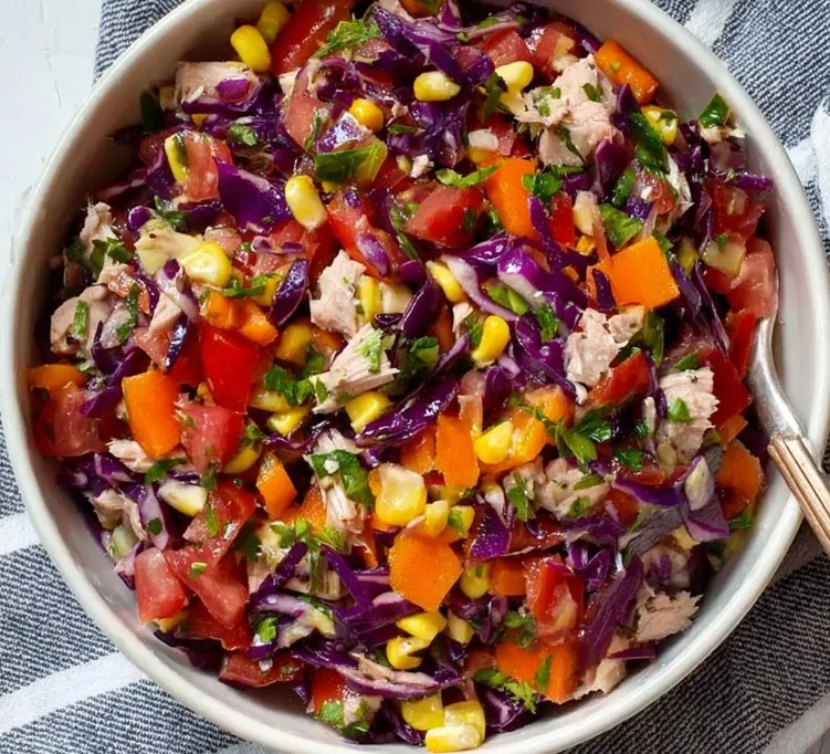 BBQ Chicken Dense Bean Salad topped with fresh greens and flavorful ingredients.