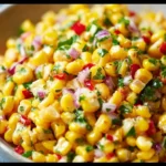 Bowl of crack corn salad featuring corn, creamy dressing, and fresh herbs