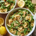 Bright and zesty lemon arugula pasta salad with fresh ingredients