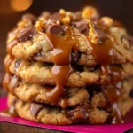Delicious Butterfinger Caramel Crunch Cookies on a plate.
