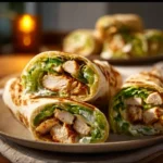 Delicious Chicken Caesar Wrap filled with grilled chicken, romaine, and Caesar dressing