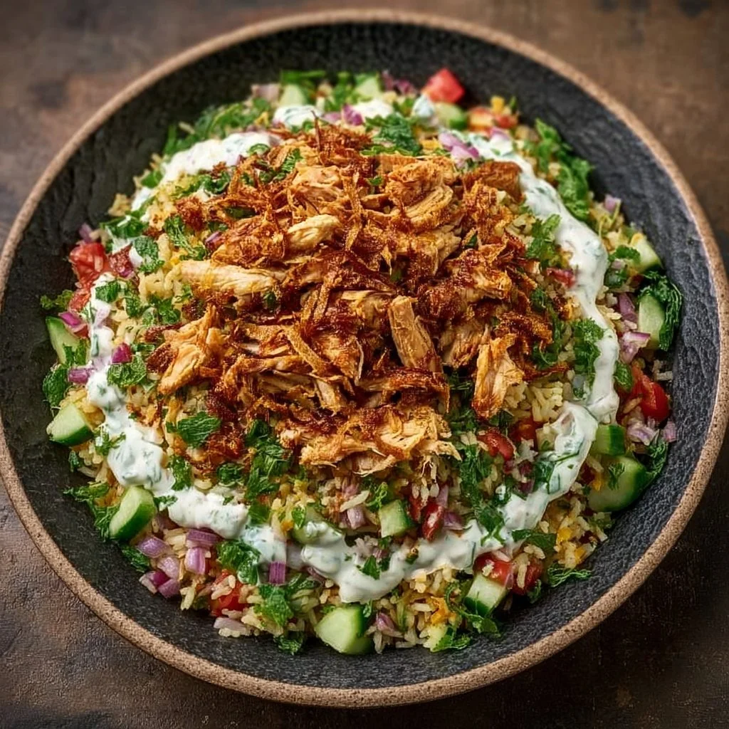 Chicken Shawarma Crispy Rice Salad