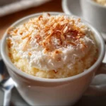 Delicious cottage cheese mug cake served in a white mug topped with berries