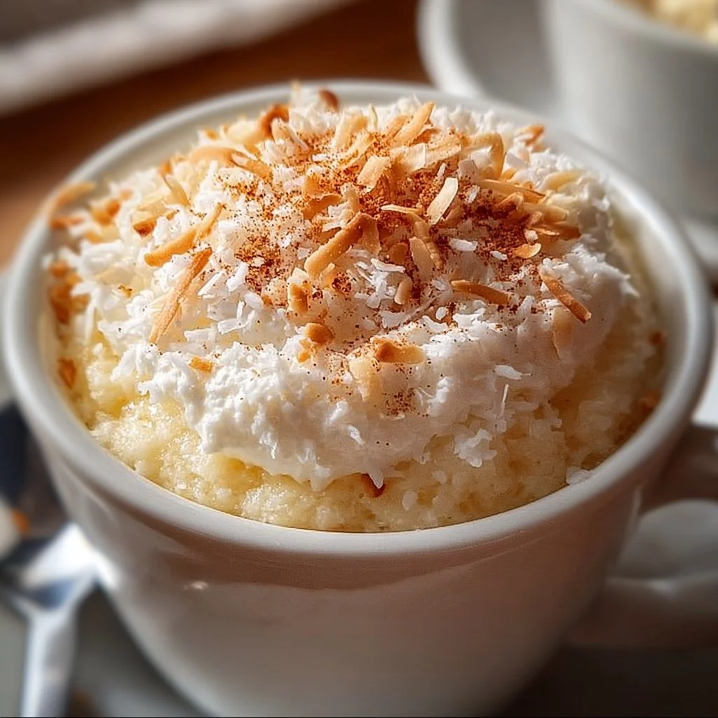 Delicious cottage cheese mug cake served in a white mug topped with berries