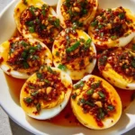 Delicious creamy egg curry served with rice