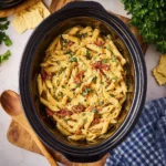Crockpot Marry Me Chicken Pasta recipe with creamy sauce and herbs