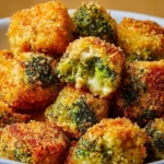 Crunchy baked broccoli cheese bites served on a plate