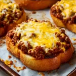 Garlic Bread Sloppy Joes served on a plate with fresh ingredients