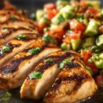 Delicious grilled chicken served with fresh avocado salsa