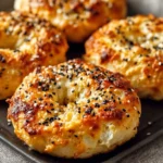 Delicious high protein breakfast bagels topped with fresh ingredients.