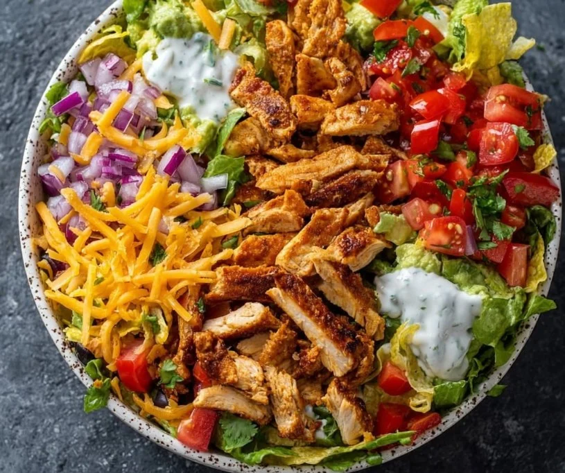 High Protein Chicken Taco Salad Bowl