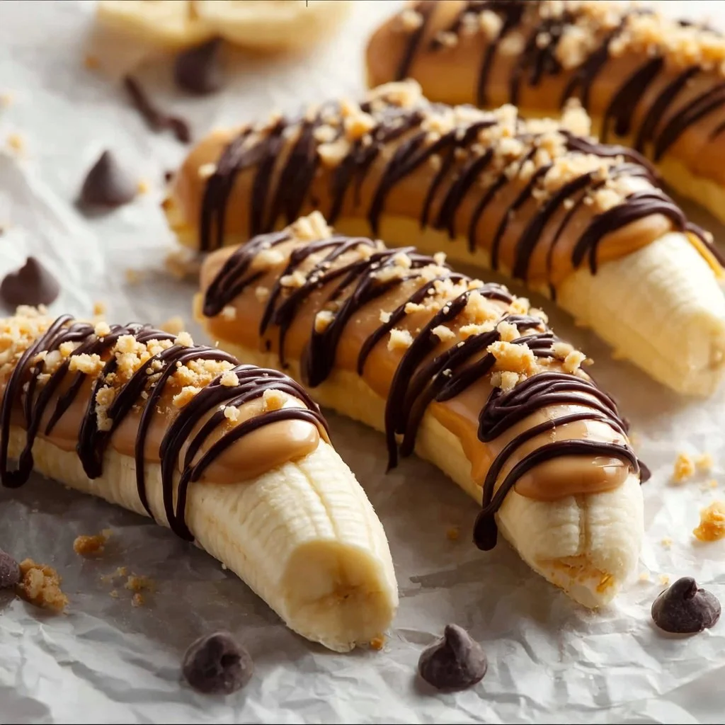 Low calorie frozen banana Snickers dessert