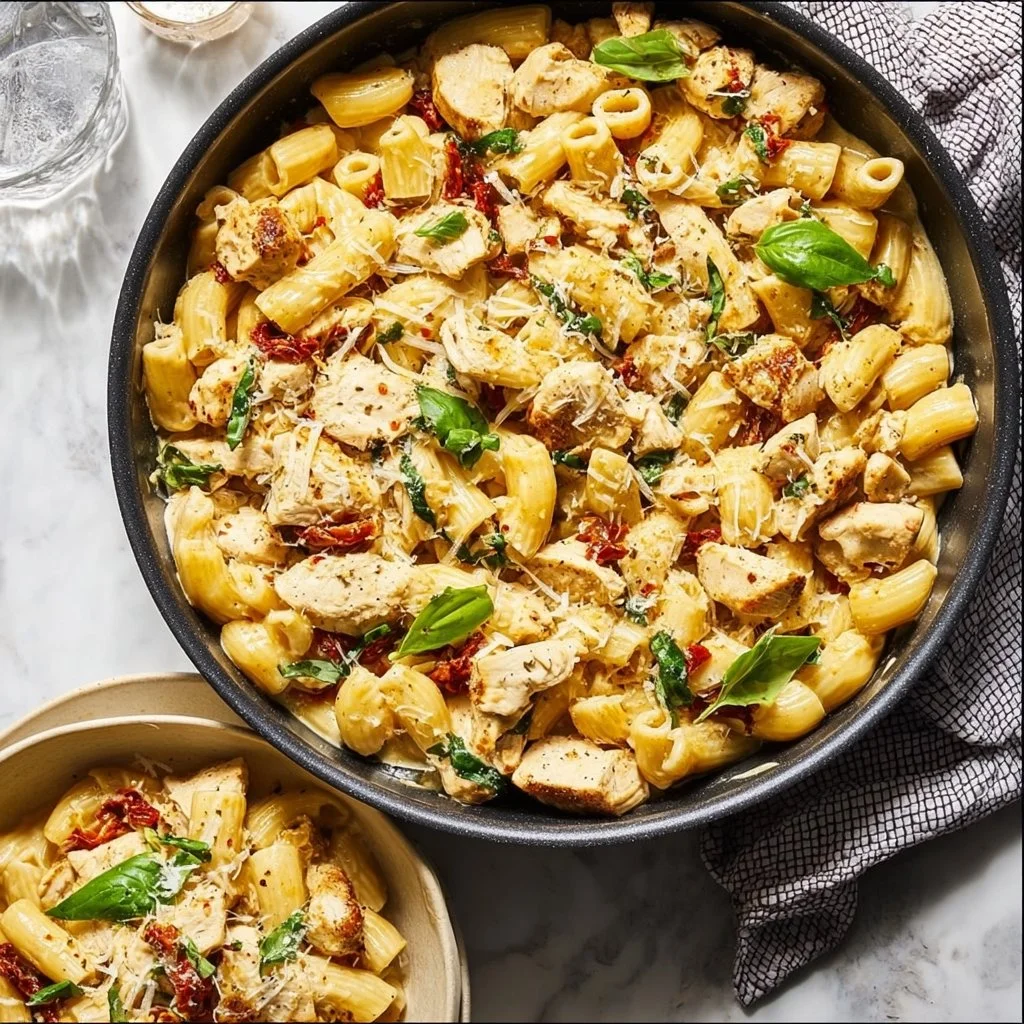 Delicious Marry Me Chicken Pasta with creamy sauce and herbs