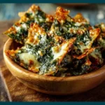 Mediterranean spinach and feta crisps served on a platter