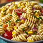 Delicious Mexican street corn pasta salad with fresh ingredients and vibrant flavors.