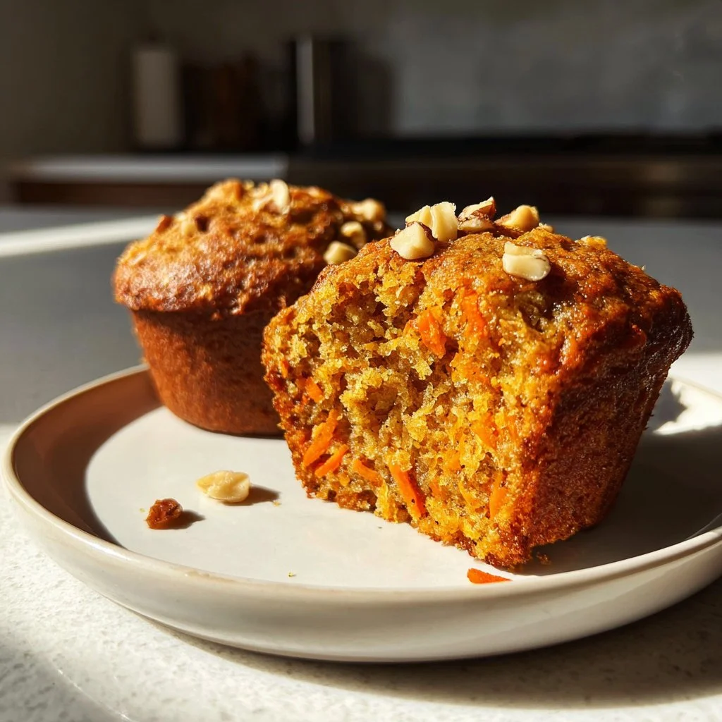 Moist high protein carrot cake muffins with 6g of protein each